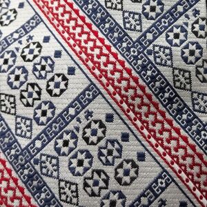 A Sulka & Company 1950s Vintage Tie Geometric Medallion Red White Blue Acetate